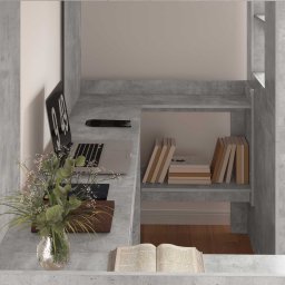 vidaXL Loft Bedframe met Bureau Beton Grijs 90 x 190 cm Bewerkt hout