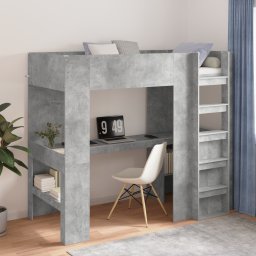vidaXL Loft Bedframe met Bureau Beton Grijs 80 x 200 cm Bewerkt hout