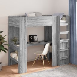 vidaXL Loft Bedframe met Bureau Grijs Sonoma 80 x 200 cm Bewerkt hout