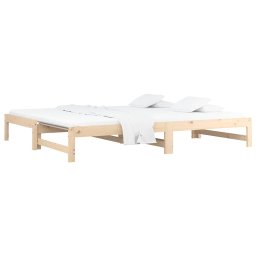 vidaXL Slaapbank uitschuifbaar 2x(90x200) cm massief grenenhout