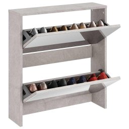vidaXL Schoenenkast met spiegel 2-laags 63x17x67 cm betongrijs