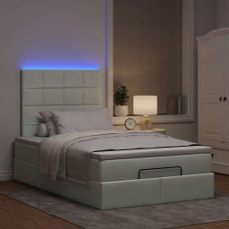 vidaXL Ottoman bed met matrassen en LED's 120x200cm fluweel lichtgrijs