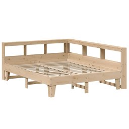 vidaXL Bed met boekenkast zonder matras massief grenenhout 150x200 cm