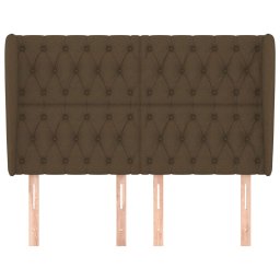 vidaXL Hoofdbord met randen 147x23x118/128 cm stof donkerbruin