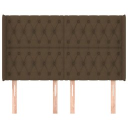vidaXL Hoofdbord met randen 147x16x118/128 cm stof donkerbruin