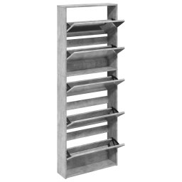 vidaXL Schoenenkast met spiegel 5-laags 63x17x169,5 cm betongrijs
