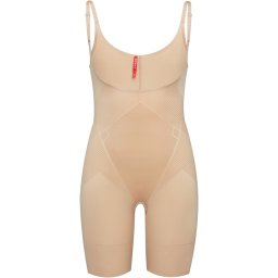 Spanx - Maat S -Thinstincts 2.0 Open Bust Mid Thigh Body - Beige