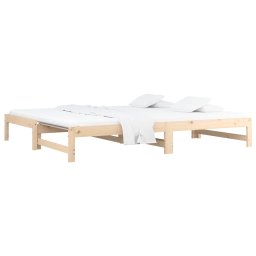 vidaXL Slaapbank uitschuifbaar massief grenenhout 2x(90x190) cm