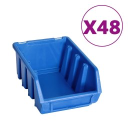 vidaXL 128-delige Opslagbakkenset met wandpanelen blauw en zwart