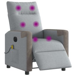 vidaXL Massagestoel elektrisch verstelbaar stof lichtgrijs