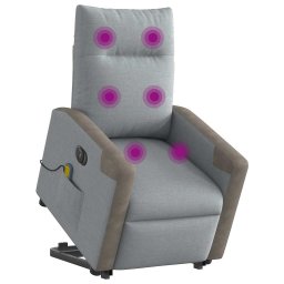 vidaXL Sta-op-massagestoel elektrisch verstelbaar stof lichtgrijs
