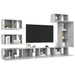 vidaXL 8-delige Tv-meubelset bewerkt hout betongrijs