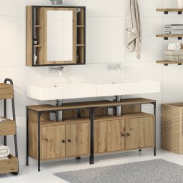 vidaXL Badkamermeubels 3 st Bruin 80 x 30 x 60 cm Bewerkt hout