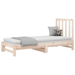vidaXL Slaapbank uitschuifbaar massief grenenhout 2x(90x200) cm