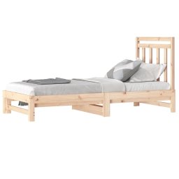 vidaXL Slaapbank uitschuifbaar 2x(90x200) cm massief grenenhout