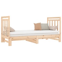 vidaXL Slaapbank uitschuifbaar massief grenenhout 2x(90x190) cm