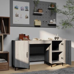 vidaXL Bureau 140x50x75 cm bewerkt hout grijs sonoma eikenkleurig