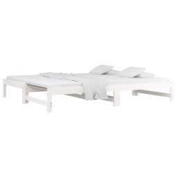 vidaXL Slaapbank uitschuifbaar massief grenenhout wit 2x(90x190) cm