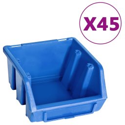 vidaXL 48-delige Opslagbakkenset met wandpanelen blauw en zwart
