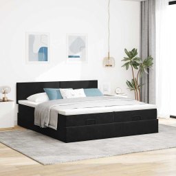 vidaXL Ottoman bed met matrassen 180x200cm fluweel zwart