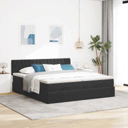 vidaXL Ottoman bed met matrassen 180x200cm fluweel zwart