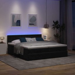 vidaXL Ottoman bed met matrassen en LED's 180x200cm fluweel zwart