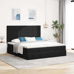 vidaXL Ottoman bed met matrassen 180x200cm fluweel zwart