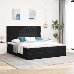 vidaXL Ottoman bed met matrassen 180x200cm fluweel zwart