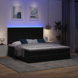 vidaXL Ottoman bed met matrassen en LED's 180x200cm fluweel zwart