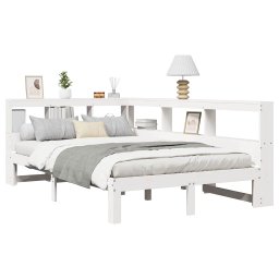 vidaXL Bed met boekenkast zonder matras grenenhout wit 120x200 cm