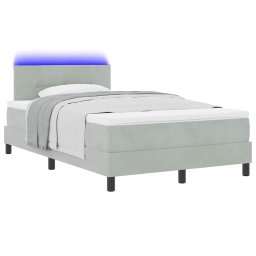 vidaXL LED Box Spring Bed Lichtgrijs 120 x 200 cm Fluweel