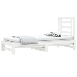 vidaXL Slaapbank uitschuifbaar massief grenenhout wit 2x(90x190) cm