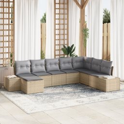 vidaXL Tuin Sofa Set 8 st Beige en Licht Grijs poly rattan