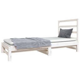 vidaXL Slaapbank uitschuifbaar massief grenenhout wit 2x(90x190) cm