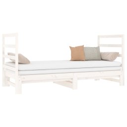 vidaXL Slaapbank uitschuifbaar massief grenenhout wit 2x(90x190) cm