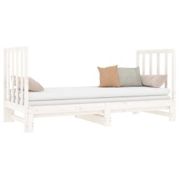 vidaXL Slaapbank uitschuifbaar massief grenenhout wit 2x(90x190) cm
