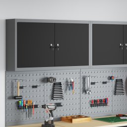 vidaXL Gereedschapskast met plank Zwart en Grijs 100 x 20 x 55 cm