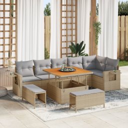 vidaXL Tuinbankenset 11 st Beige en Licht Grijs poly rattan
