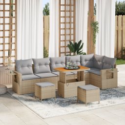 vidaXL Tuinbankenset 11 st Beige en Licht Grijs poly rattan