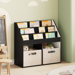 vidaXL Kinderen Boekenkast Zwart 72,5 x 29,5 x 69 cm Bewerkt hout