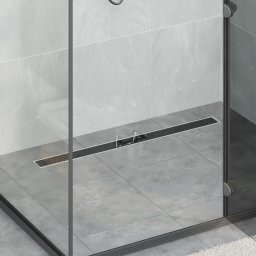vidaXL Doucheafvoer met Glazen Deksel Zwart 100 cm Roestvrij staal 304