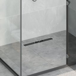 vidaXL Doucheafvoer Glasdeksel met 360° Sifon Zwart 50 cm
