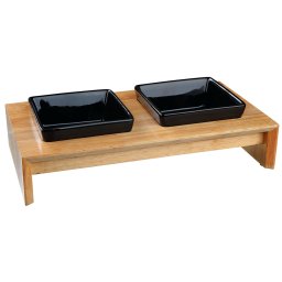 2 x 0,4L Trixie Voerbakset Keramiek/Hout