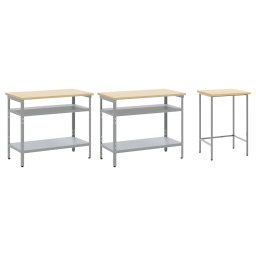 vidaXL Werkbankset 3 st Beige en Grijs 255 x 55 x 85 cm