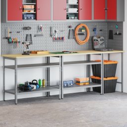 vidaXL Werkbankset 3 st Beige en Grijs Gepoedercoat staal