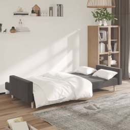 vidaXL Slaapbank 2-zits stof donkergrijs