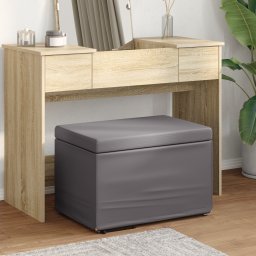 vidaXL Kruk Grijs 61 x 41 x 40 cm Nepleer en Gefabriceerd Hout