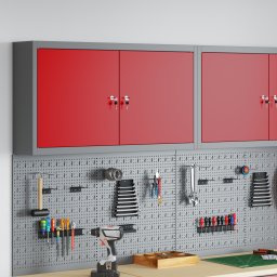 vidaXL Gereedschapskast met plank Rood en Grijs 100 x 20 x 55 cm