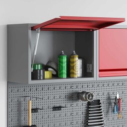 vidaXL Gereedschapskast met opslag Rood en Grijs 50 x 25 x 35 cm Staal