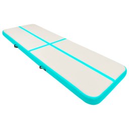 vidaXL Gymnastiekmat met pomp opblaasbaar 400x100x20 cm PVC groen
